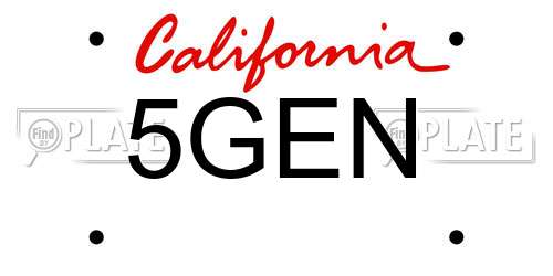 5GEN California License Plate