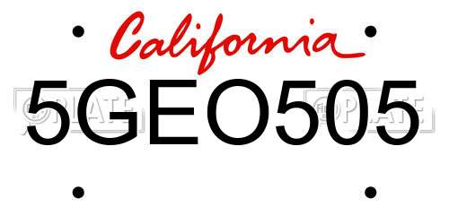5GEO505 California License Plate