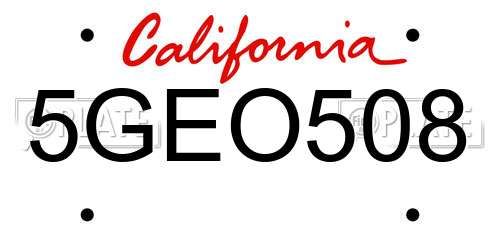 5GEO508 California License Plate