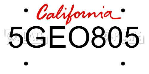 5GEO805 California License Plate