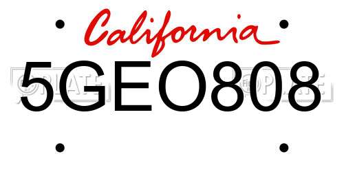 5GEO808 California License Plate