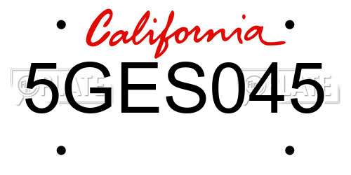 5GES045 California License Plate