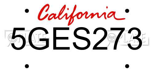 5GES273 California License Plate