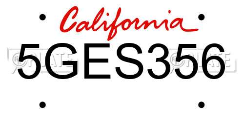 5GES356 California License Plate