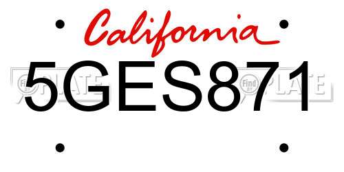 5GES871 California License Plate