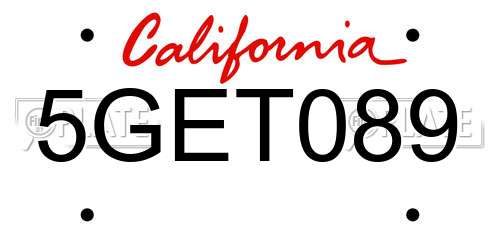 5GET089 California License Plate