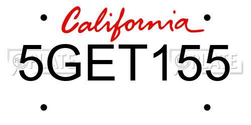 5GET155 California License Plate