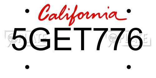 5GET776 California License Plate