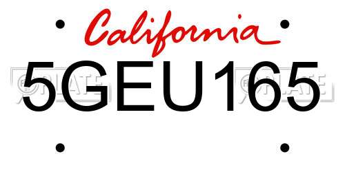 5GEU165 California License Plate