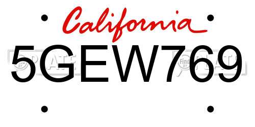 5GEW769 California License Plate
