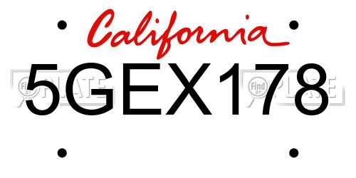 5GEX178 California License Plate