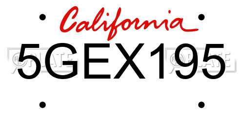 5GEX195 California License Plate