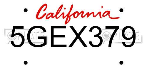 5GEX379 California License Plate