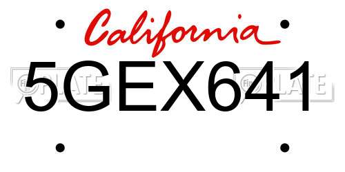 5GEX641 California License Plate