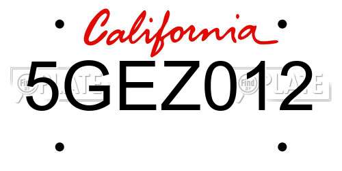 5GEZ012 California License Plate