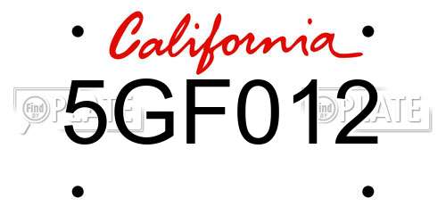5GF012 California License Plate