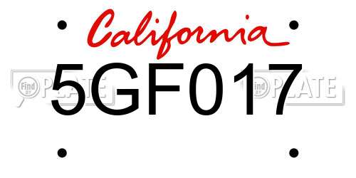 5GF017 California License Plate