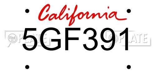 5GF391 California License Plate