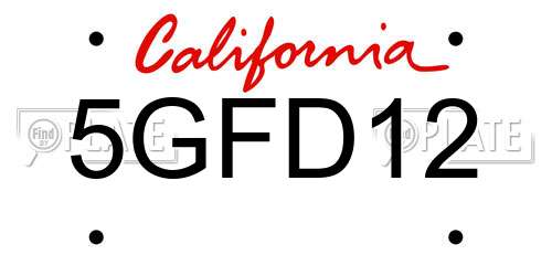 5GFD12 California License Plate
