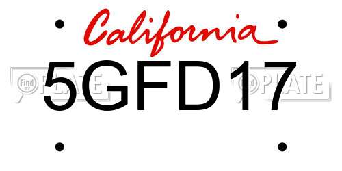 5GFD17 California License Plate