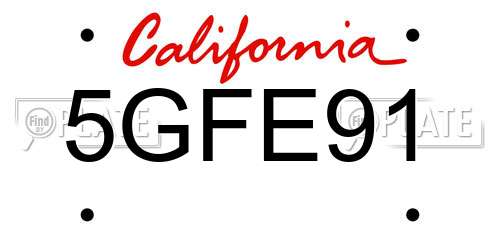 5GFE91 California License Plate