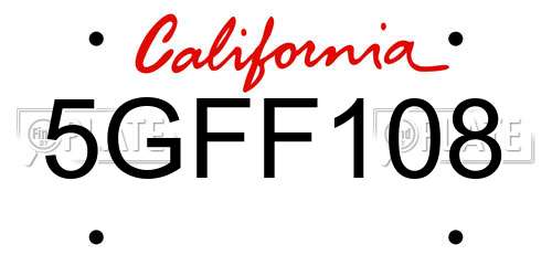 5GFF108 California License Plate