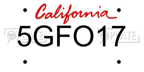 5GFO17 California License Plate