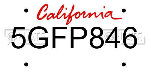 5GFP846 California License Plate