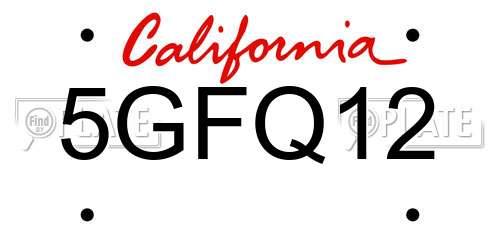5GFQ12 California License Plate