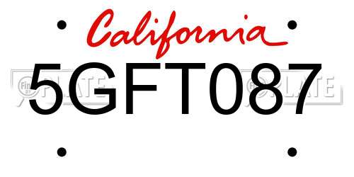 5GFT087 California License Plate