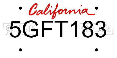 5GFT183 California License Plate