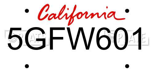 5GFW601 California License Plate