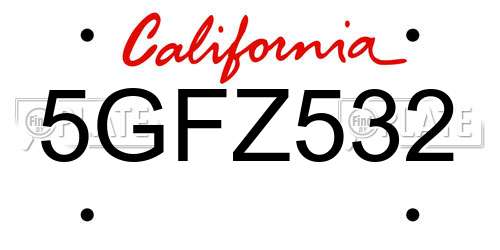 5GFZ532 California License Plate