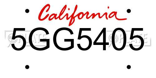 5GG5405 California License Plate