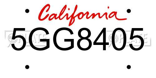5GG8405 California License Plate
