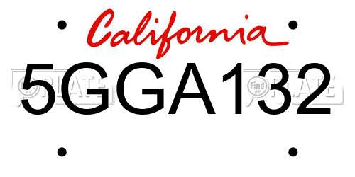 5GGA132 California License Plate