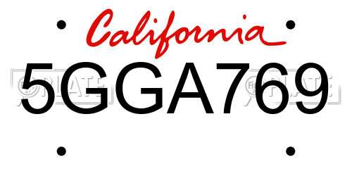 5GGA769 California License Plate