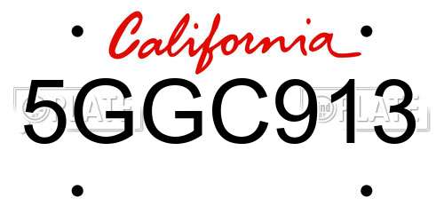 5GGC913 California License Plate