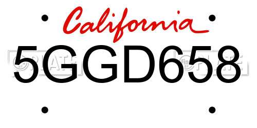 5GGD658 California License Plate