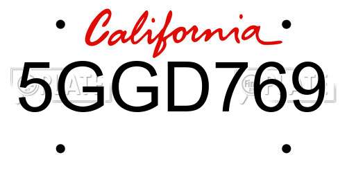5GGD769 California License Plate