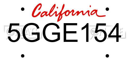5GGE154 California License Plate