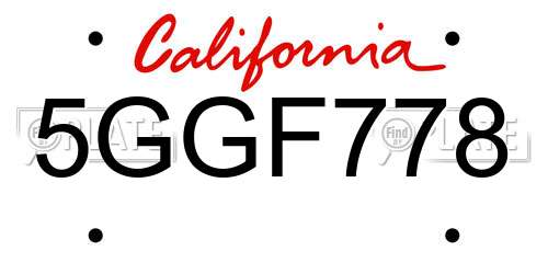 5GGF778 California License Plate