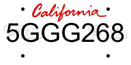 5GGG268 California License Plate
