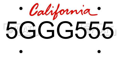 5GGG555 California License Plate