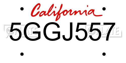 5GGJ557 California License Plate