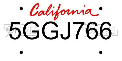 5GGJ766 California License Plate