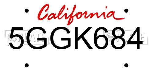 5GGK684 California License Plate