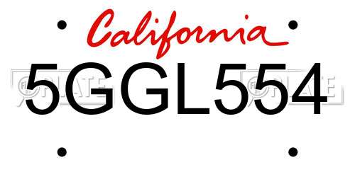 5GGL554 California License Plate