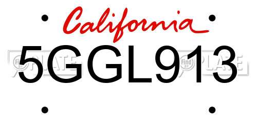 5GGL913 California License Plate