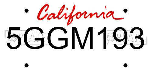 5GGM193 California License Plate
